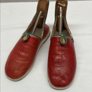 Moroccan Babouche Red Leather Slip-On Shoes